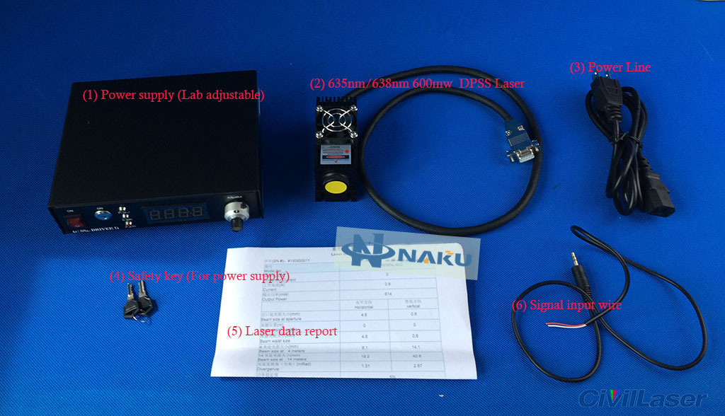 635nm 600mw dpss laser semiconductor laser